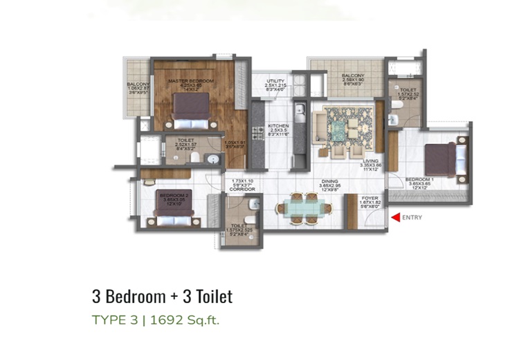 brigade sanctuary 3bhk2 real