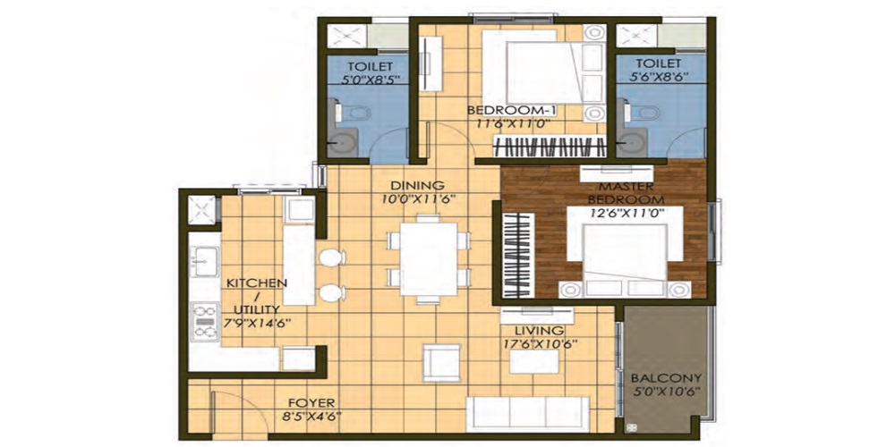 brigade juniper unit plan 2bhk 3 real