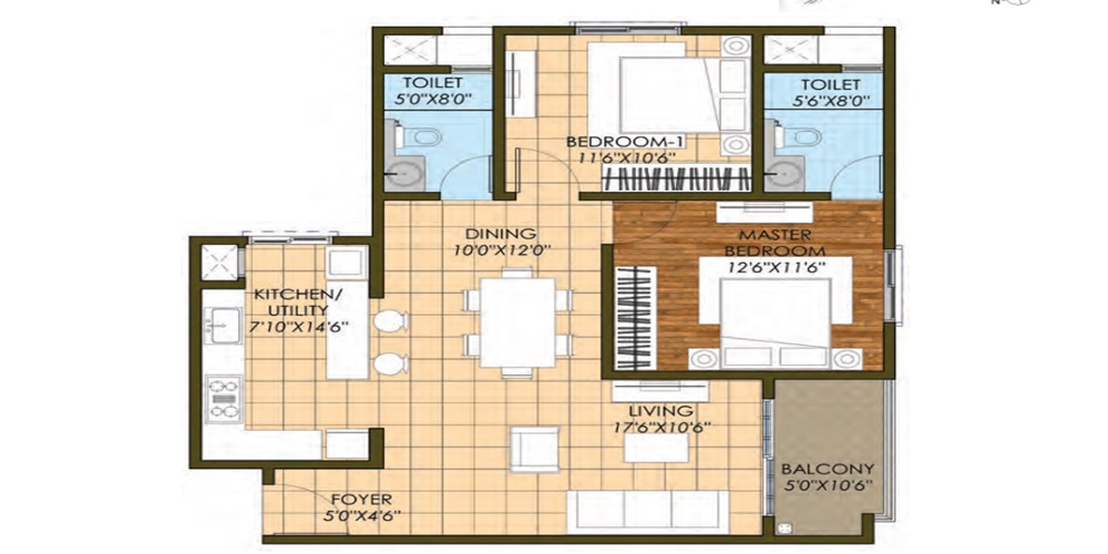 brigade juniper unit plan 2bhk 6 real