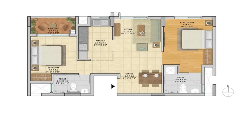 brigade parkside north 2bhk 3 real